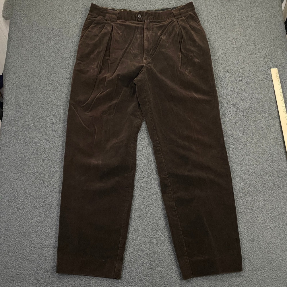 Ermenegildo Zegna Trouser FITS 36x32 Brown Corduroy Pleated Gordon Classic Chino
